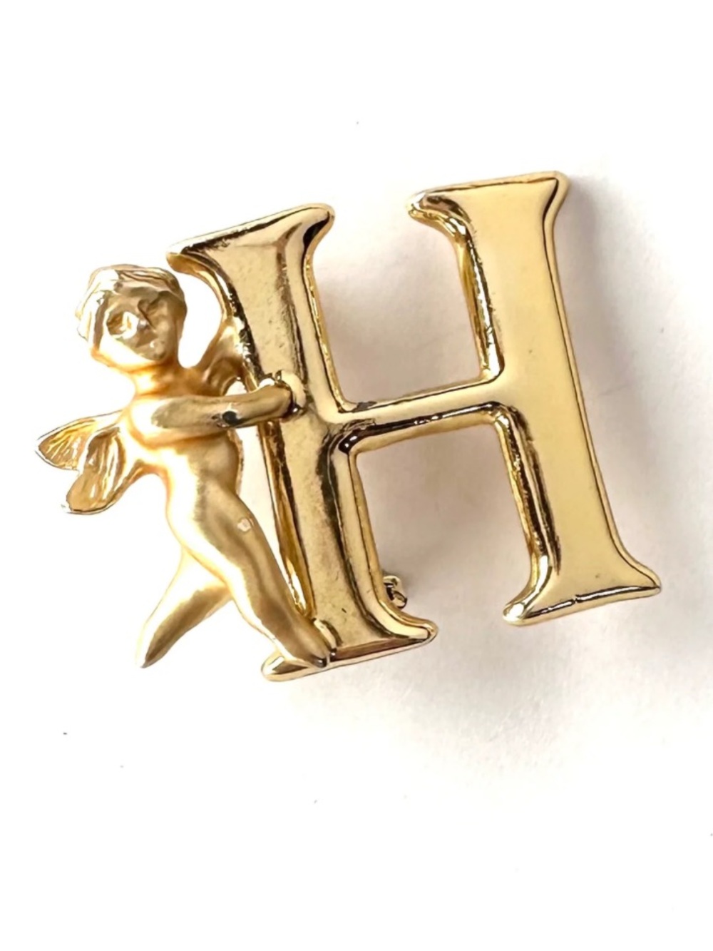 Luka Razza - Gold Letter H Cherub Pin - Gold